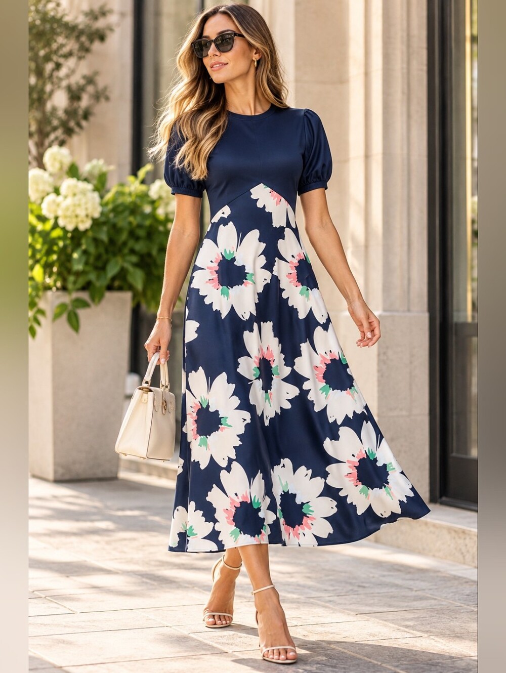 Ted Baker Navy Daysiah Ponte Top With Midi Skirt Dress